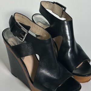 Michael Kors Black Leather Wedges